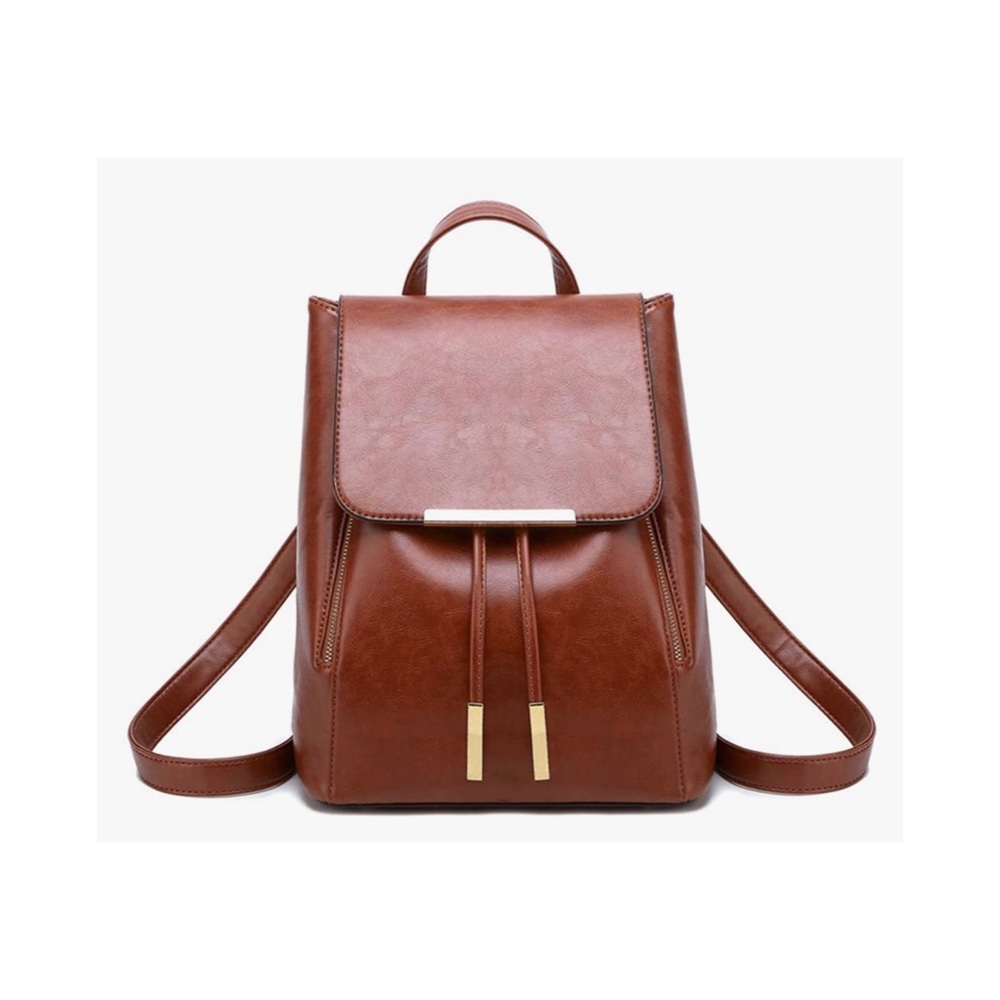 Artificial Leather Backpack, Yellow Gold Hardware